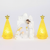 Kit mini Presépio Resina Natal c/ Árvore Decoração Minimalista