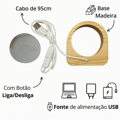 Luminária Cristal LED 3D Nossa Senhora Aparecida