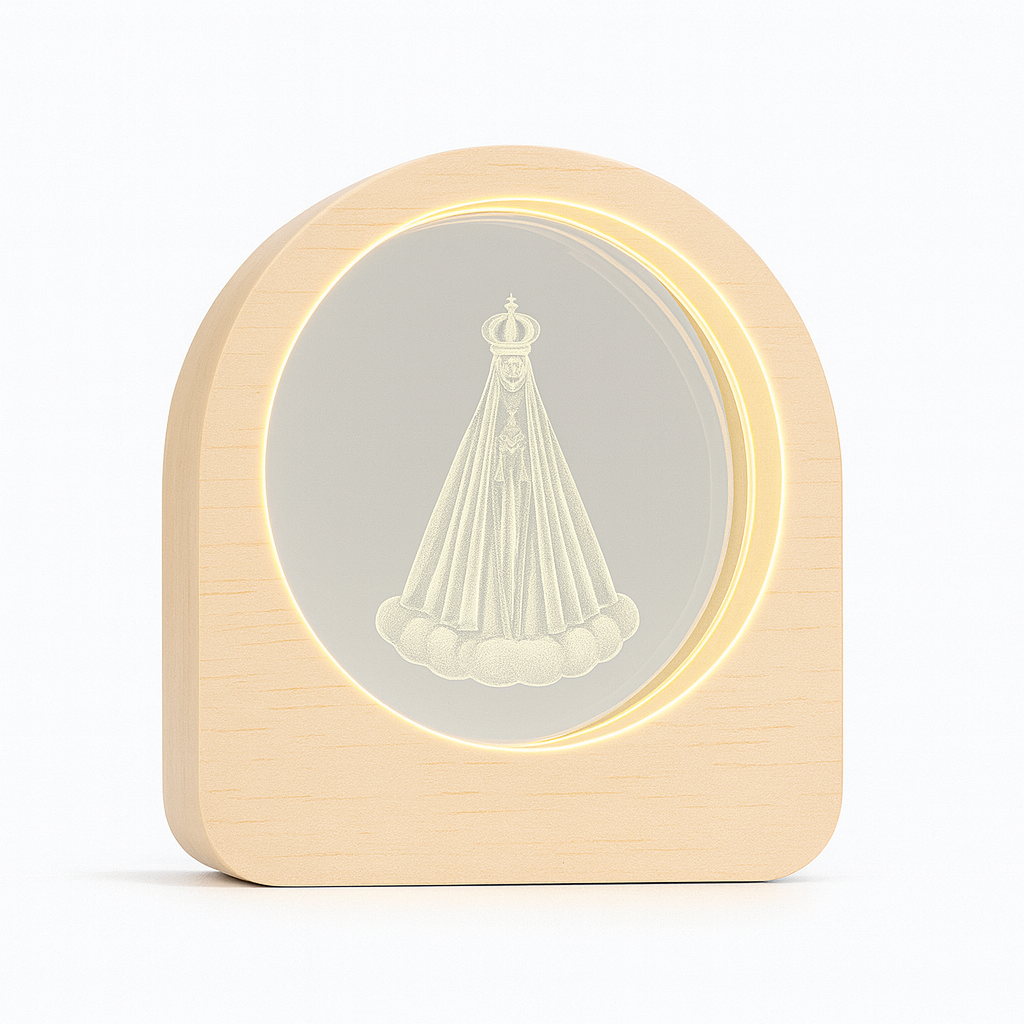 Luminária Cristal LED 3D Nossa Senhora Aparecida