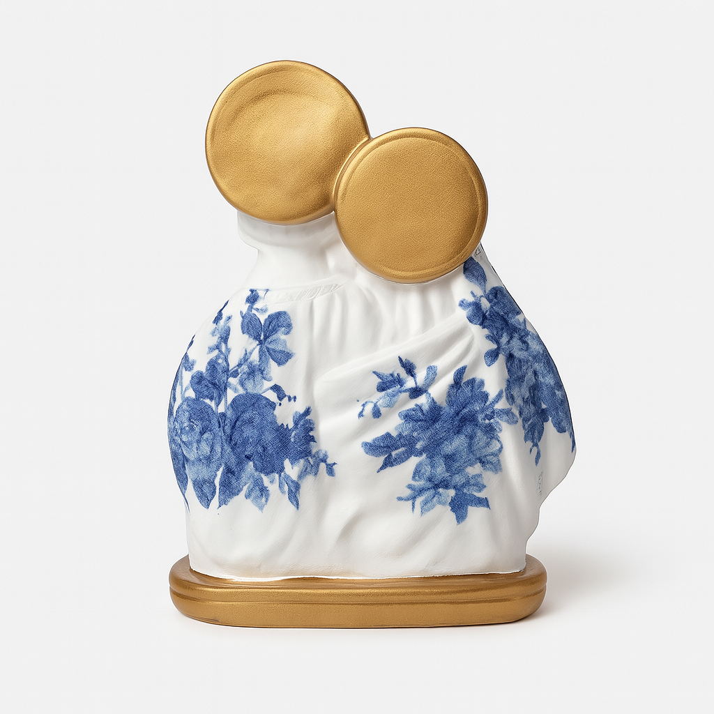 Sagrada Família Gesso 20cm - Manto azul e dourado