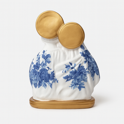 Sagrada Família Gesso 20cm - Manto azul e dourado